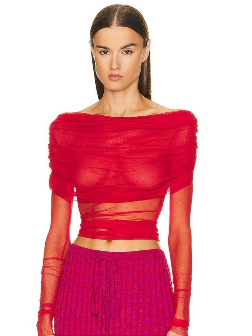 NWT Christopher Esber “Silk Tulle Top” Red | AU 6 fits US Xs-S €542 Retail